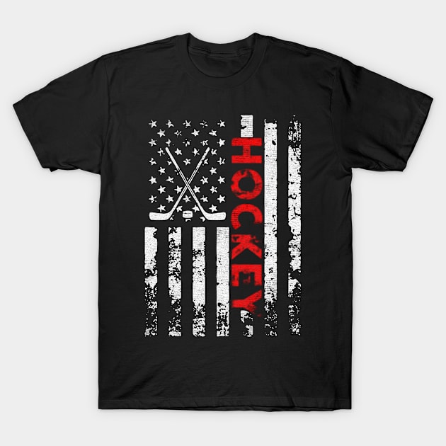 Hockey america flag T-Shirt by Sendumerindu